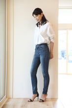 画像をギャラリービューアに読み込む, オーガニック スリムテーパードジーンズ 股下73cm・65cm【 ネイビーブルー 淡色 】